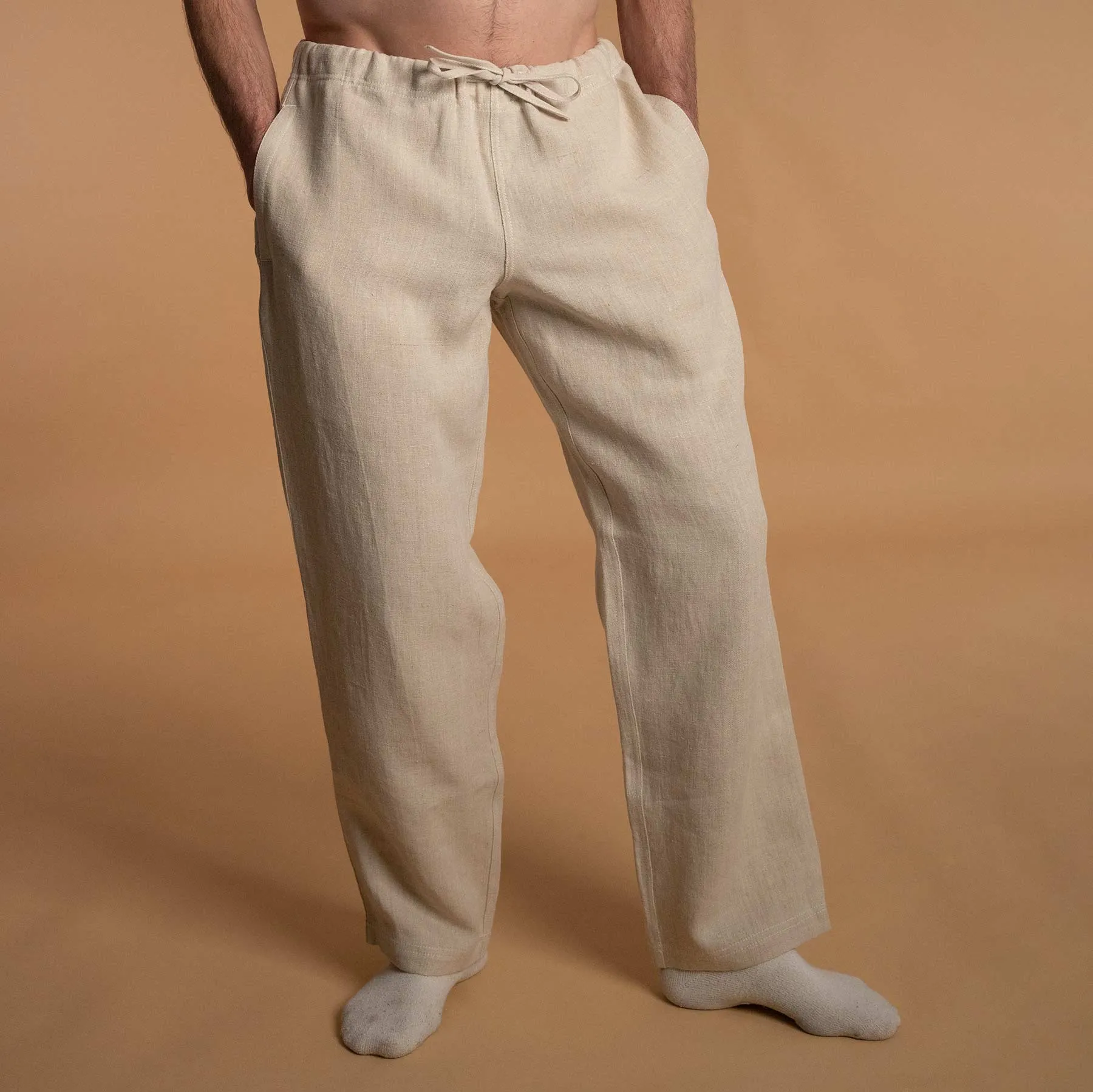 100% Organic Hemp Unisex Drawstring Beach Lounge Pants (OC Thread, Organic Elastic Option, 100% Biodegradable)