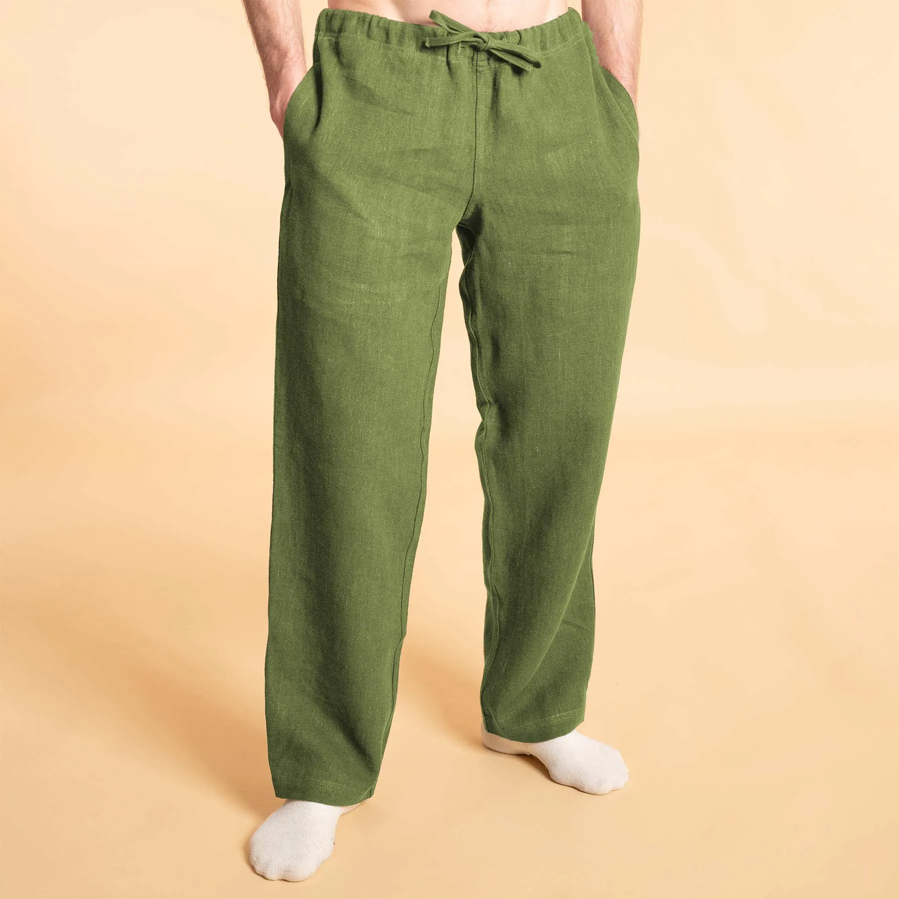 100% Organic Hemp Unisex Drawstring Beach Lounge Pants (OC Thread, Organic Elastic Option, 100% Biodegradable)