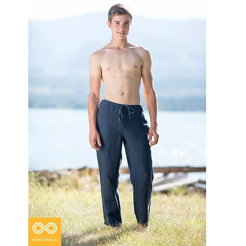 100% Organic Hemp Unisex Drawstring Beach Lounge Pants (OC Thread, Organic Elastic Option, 100% Biodegradable)