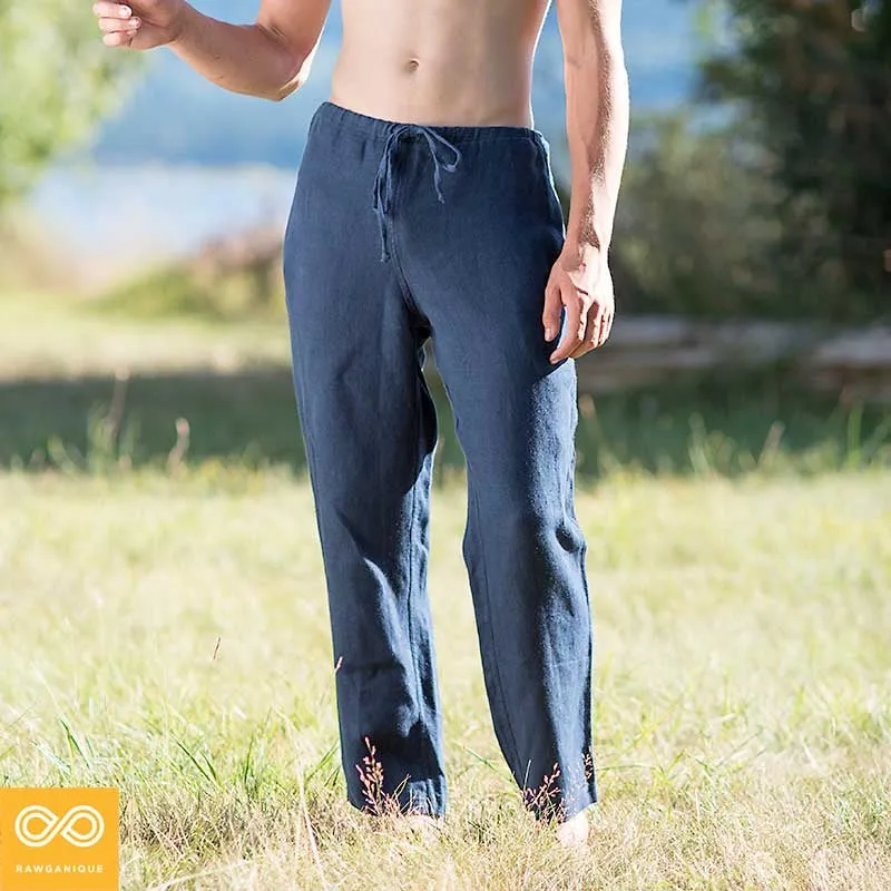 100% Organic Hemp Unisex Drawstring Beach Lounge Pants (OC Thread, Organic Elastic Option, 100% Biodegradable)