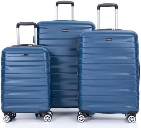 3-Piece Hardshell Luggage Set, Dark Blue, 21/25/29 Inch Expandable Suitcases, TSA Lock, Spinner Wheels