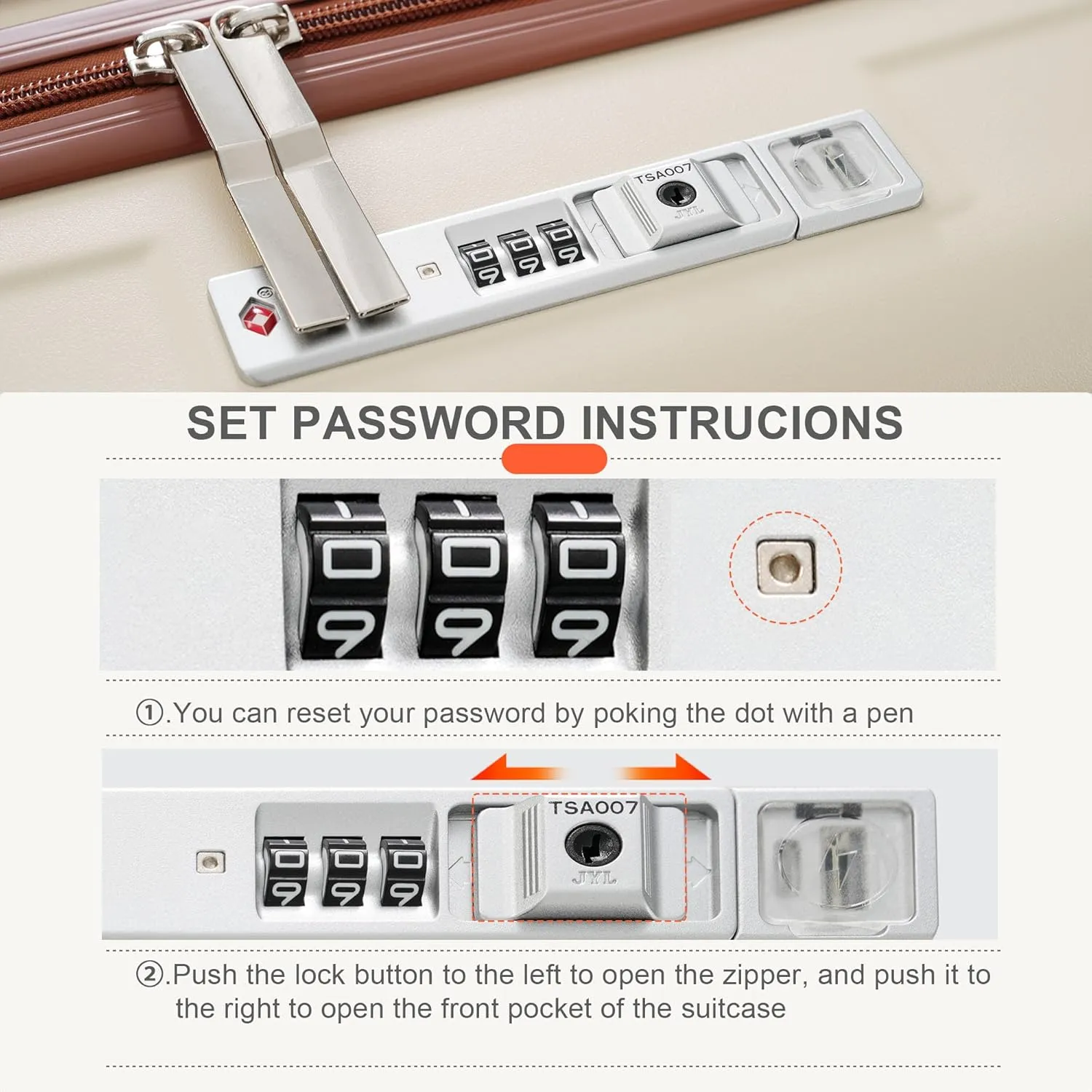 3 Piece Luggage Set with USB Charging Port, Front-Opening Design with Cup Holder,TSA Lock, ABS Hardshell Carry-On, Silent Spinner Wheels,20/24/28 Inch (Ivory)