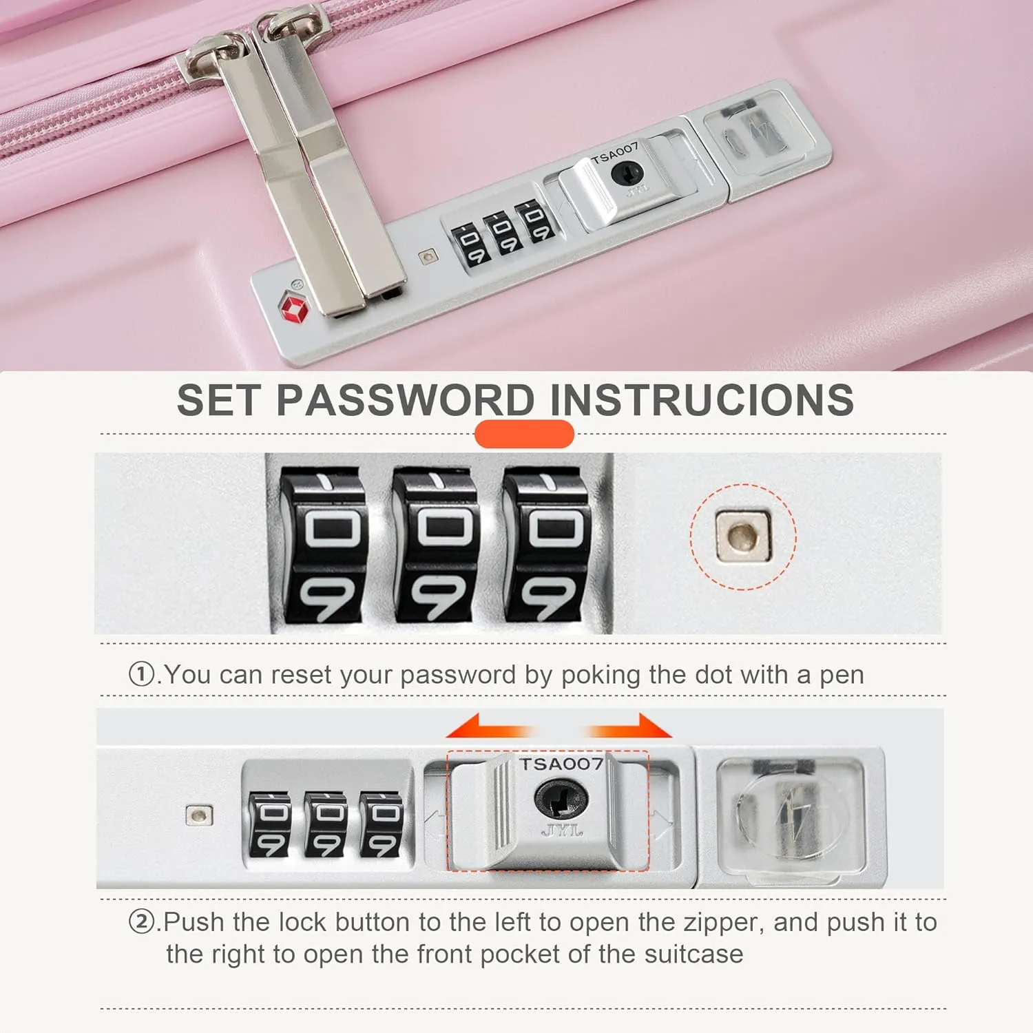 3 Piece Luggage Set with USB Charging Port, Front-Opening Design with Cup Holder,TSA Lock, ABS Hardshell Carry-On, Silent Spinner Wheels,20/24/28 Inch (Pink)