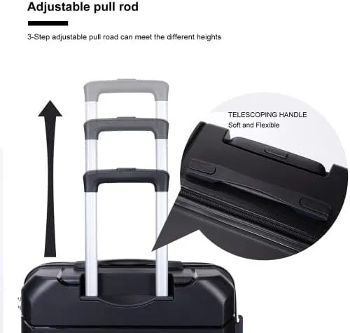3-PieceHardshell Suitcase Spinner Wheels PP Luggage Sets Lightweight Durable Suitcase with TSA Lock, 20/24/28 Inch Spinner Suitcases (Black   Polypropylene)