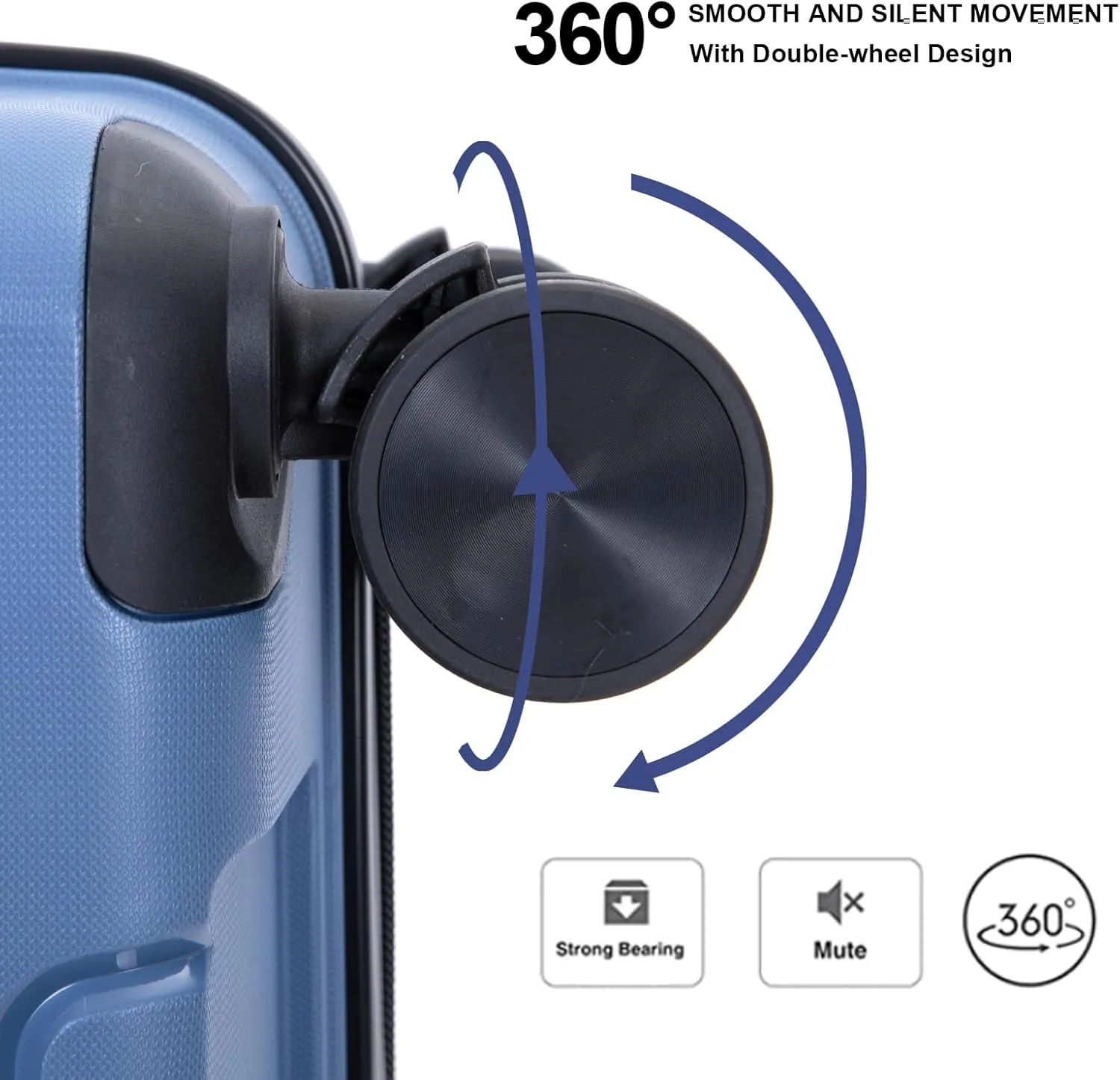 3-PieceHardshell Suitcase Spinner Wheels PP Luggage Sets Lightweight Durable Suitcase with TSA Lock, 20/24/28 Inch Spinner Suitcases (Blue   Polypropylene)