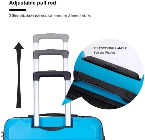 3-PieceHardshell Suitcase Spinner Wheels PP Luggage Sets Lightweight Durable Suitcase with TSA Lock, 20/24/28 Inch Spinner Suitcases (Light Blue   Polypropylene)