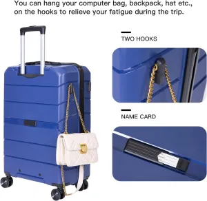 3-PieceHardshell Suitcase Spinner Wheels PP Luggage Sets Lightweight Durable Suitcase with TSA Lock, 20/24/28 Inch Spinner Suitcases (Navy   Polypropylene)