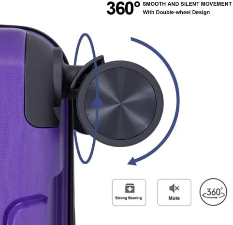 3-PieceHardshell Suitcase Spinner Wheels PP Luggage Sets Lightweight Durable Suitcase with TSA Lock, 20/24/28 Inch Spinner Suitcases (Purple   Polypropylene)