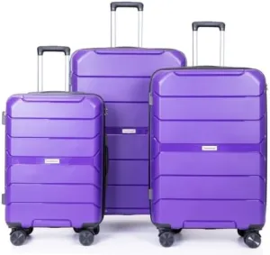3-PieceHardshell Suitcase Spinner Wheels PP Luggage Sets Lightweight Durable Suitcase with TSA Lock, 20/24/28 Inch Spinner Suitcases (Purple   Polypropylene)