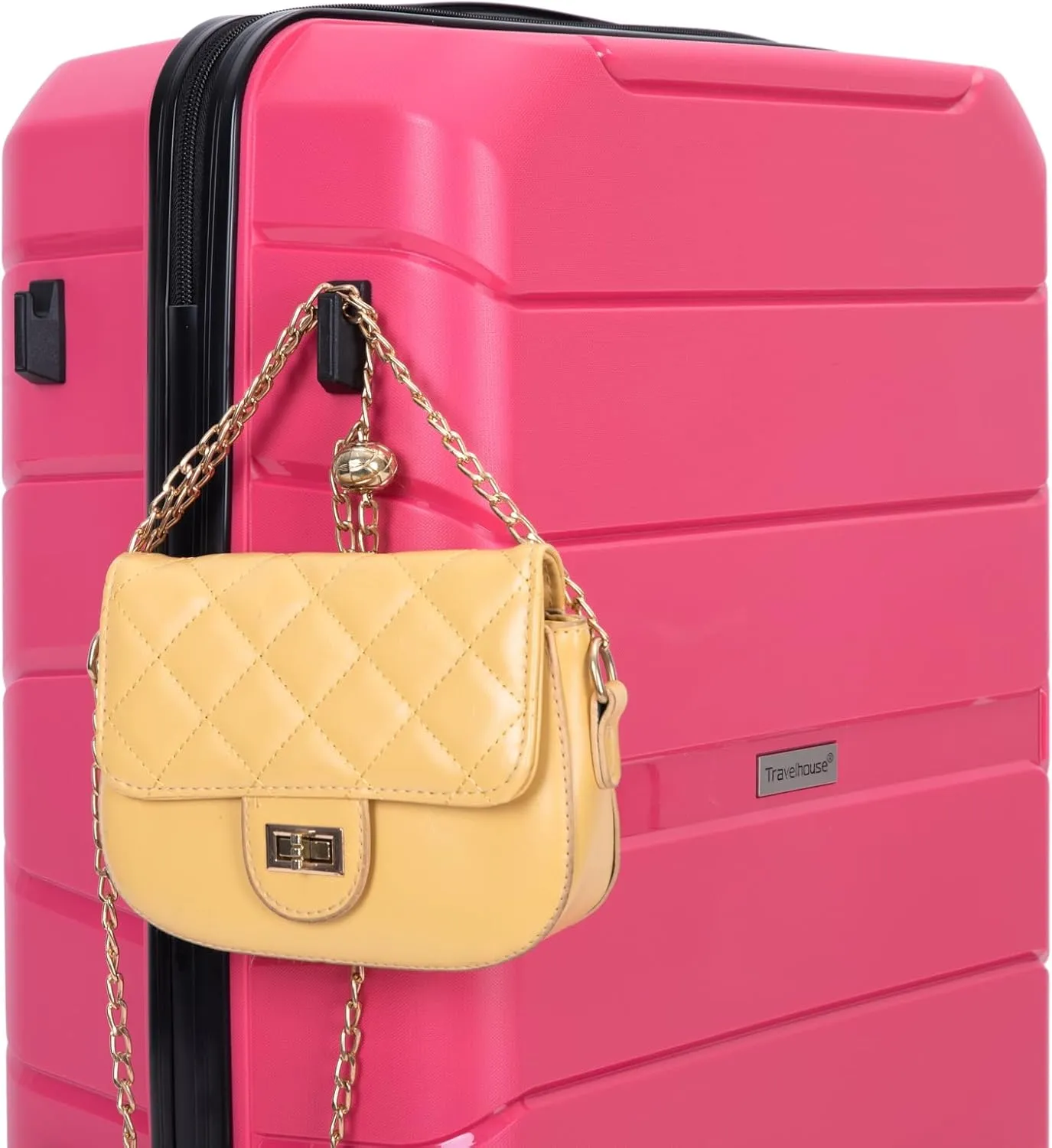 3-PieceHardshell Suitcase Spinner Wheels PP Luggage Sets Lightweight Durable Suitcase with TSA Lock, 20/24/28 Inch Spinner Suitcases (Rose   Polypropylene)