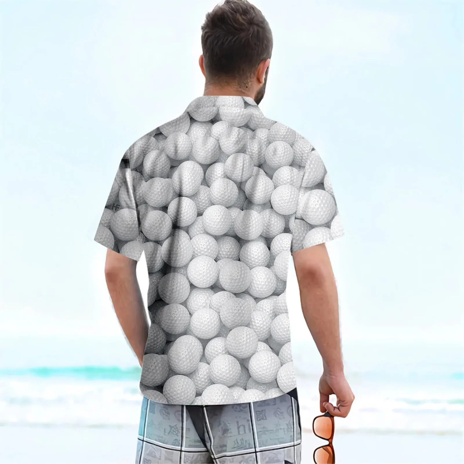 3D Render Golf Balls Hawaiian Shirt, Golf Balls Pattern Aloha Shirt For Men, Perfect Gift For Golf Lovers