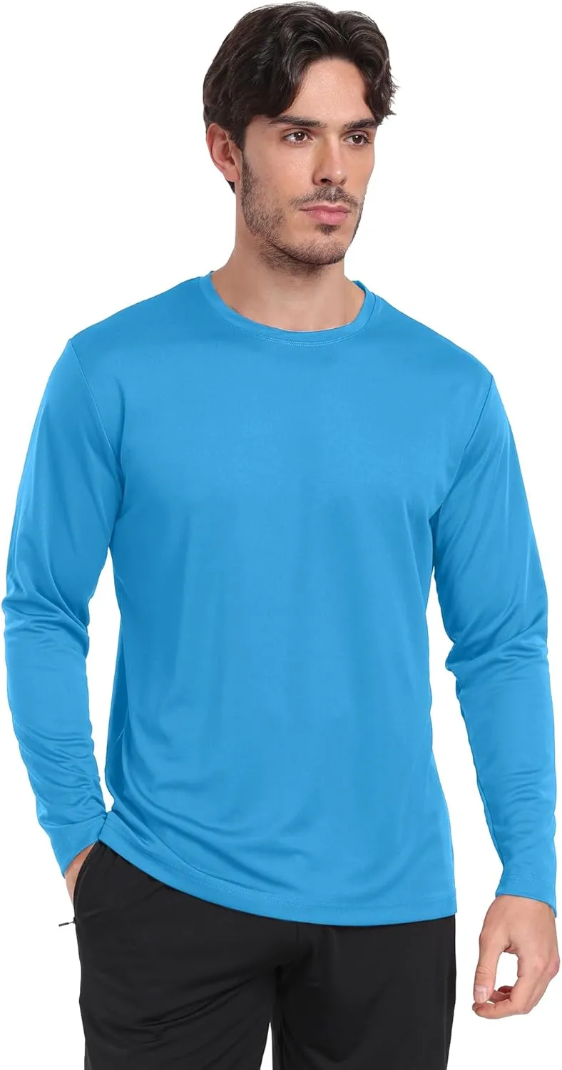 4 Pack Mens Quick Drying Sun Protection Long Sleeve Shirts Moisture Wicking Workout Shirt Performance Tee Shirts