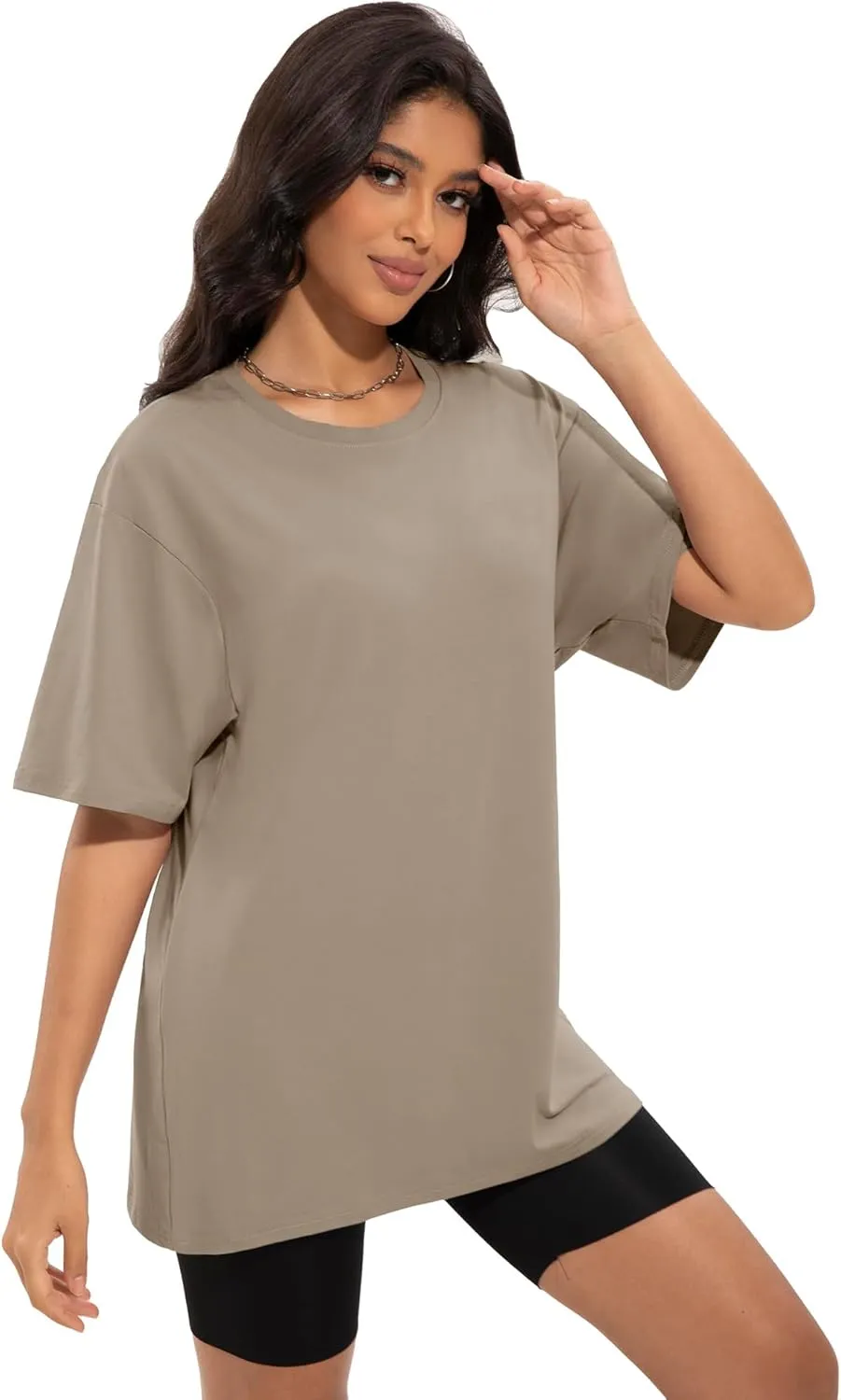 4 Pack Oversized Tshirts for Women, Loose Fit Crew Neck Summer Baggy Tops Workout Tees Plus Size T Shirts