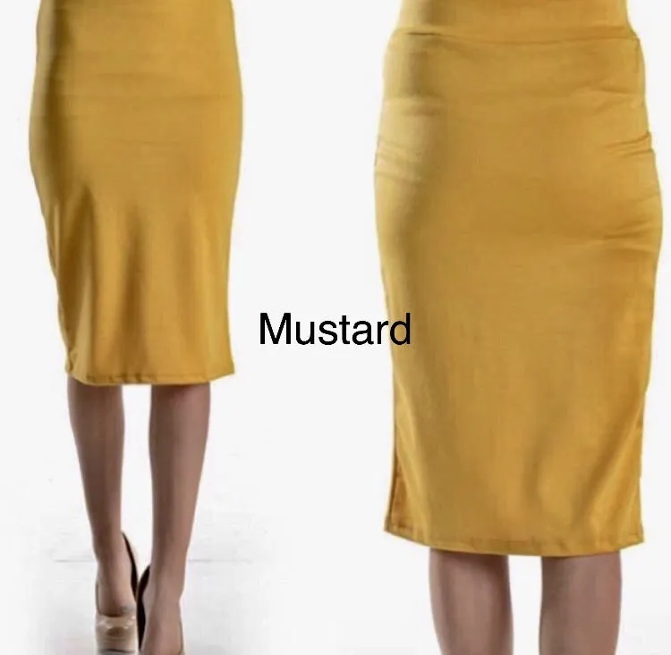 Addy Classic Pencil Skirt- Dark/Light Mustard