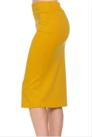 Addy Classic Pencil Skirt- Dark/Light Mustard