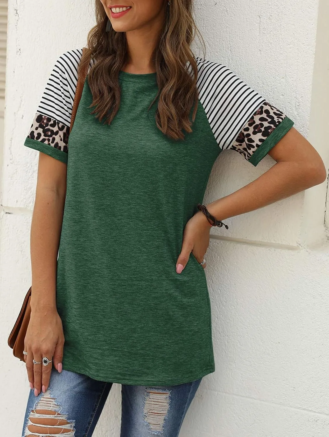 Adibosy Women Summer Casual Shirts: Short Sleeve Striped Tunic Tops - Womens Crew Neck Tee Tshirt Blouses