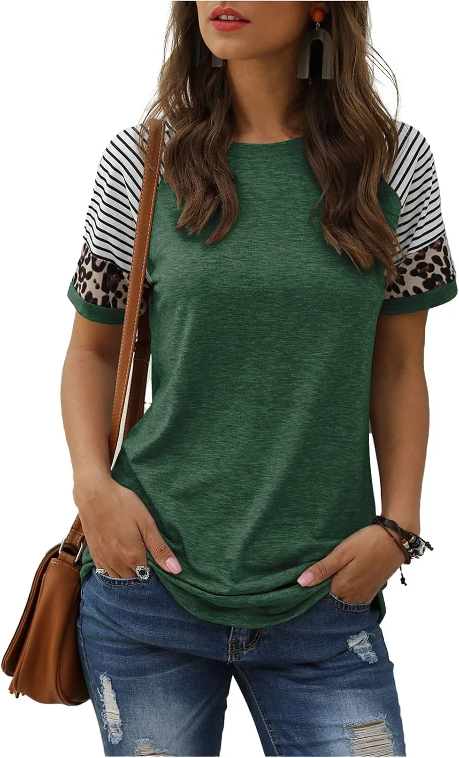 Adibosy Women Summer Casual Shirts: Short Sleeve Striped Tunic Tops - Womens Crew Neck Tee Tshirt Blouses
