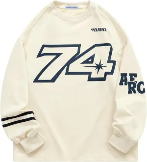 Aelfric Eden Oversized Crewneck Sweatshirts for Men Vintage Graphic Pullover Loose Fit Streetwear Long Sleeve Top