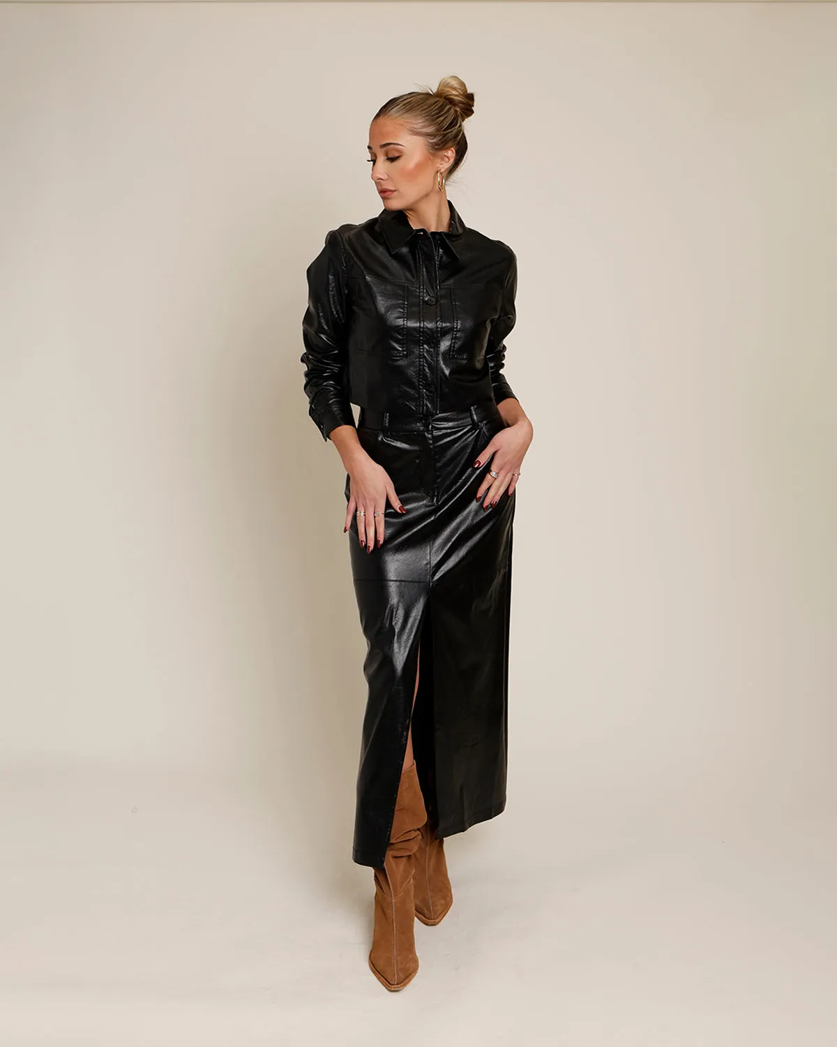 ALEXIS LEATHER PENCIL SKIRT