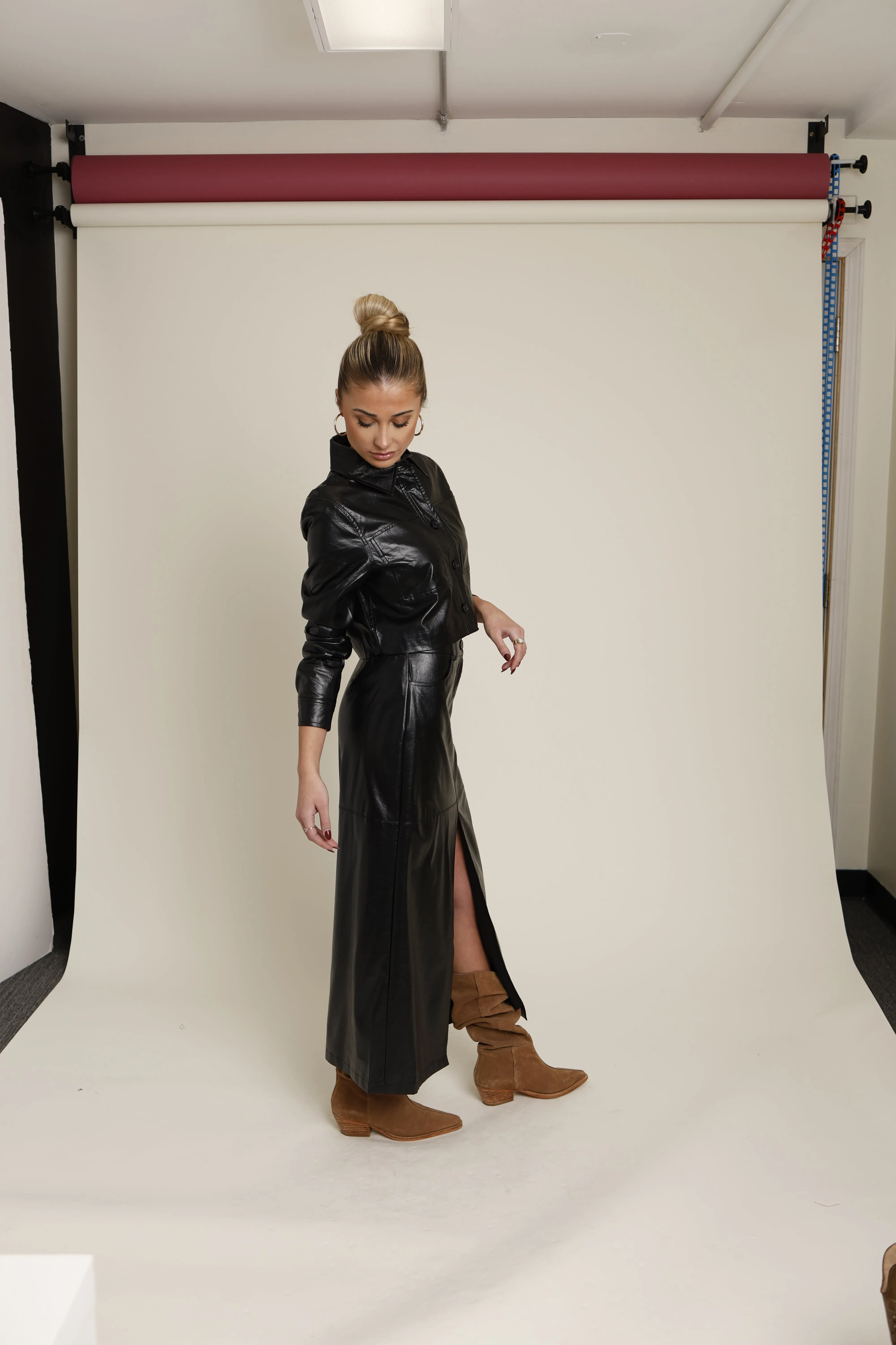 ALEXIS LEATHER PENCIL SKIRT
