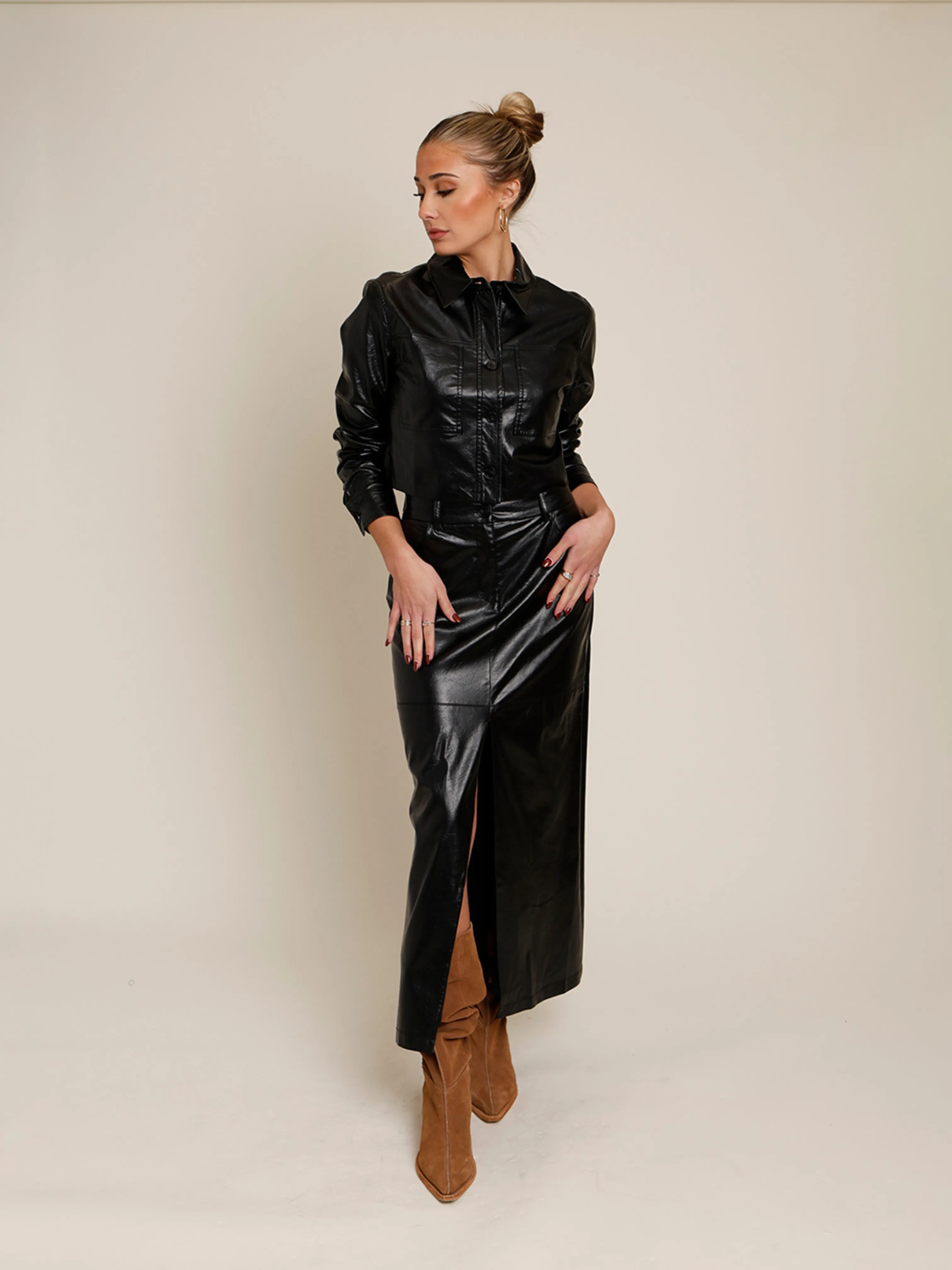 ALEXIS LEATHER PENCIL SKIRT