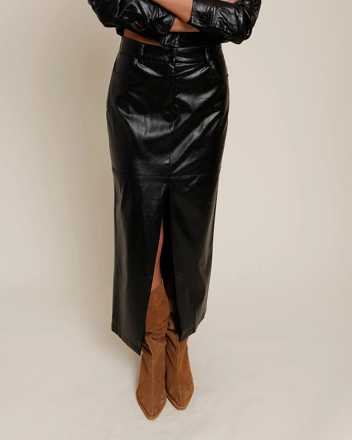 ALEXIS LEATHER PENCIL SKIRT
