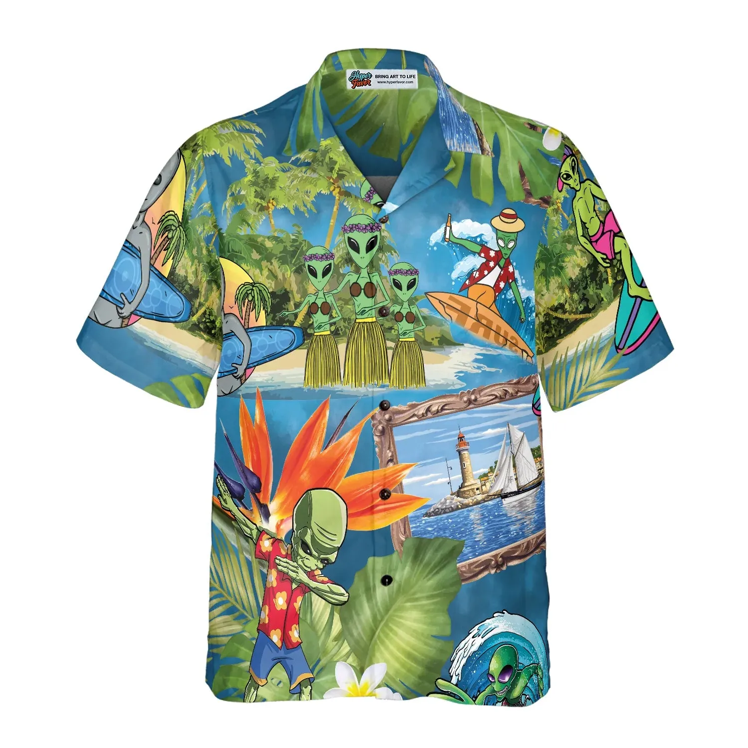 Alien Tropical Summer Hawaiian Shirt, Summer Beach Aloha Shirt For Men And Women, Perfect Gift For Friends, Husband, Boyfriend, Wife, Girlfriend, Family