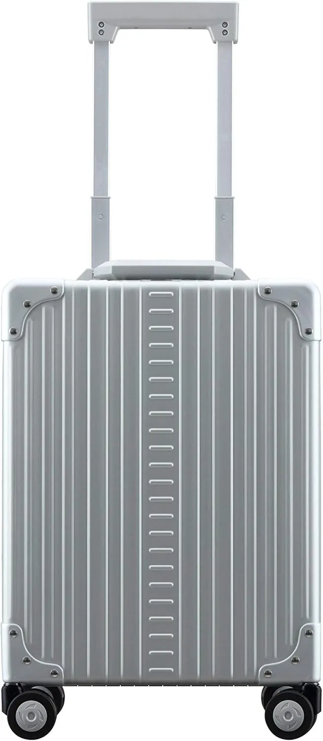 All Aluminum Lightweight 20" Business Laptop Briefcase - Vertical Open Carry-On, TSA Approved Suitcase, Four 360 spinner wheels, Compartment, Hard Side Cabin Bag for Travel & Business (Platinum)