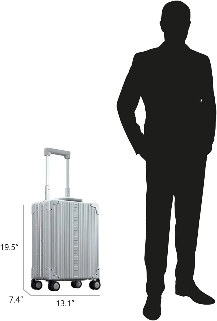 All Aluminum Lightweight 20" Business Laptop Briefcase - Vertical Open Carry-On, TSA Approved Suitcase, Four 360 spinner wheels, Compartment, Hard Side Cabin Bag for Travel & Business (Ruby)