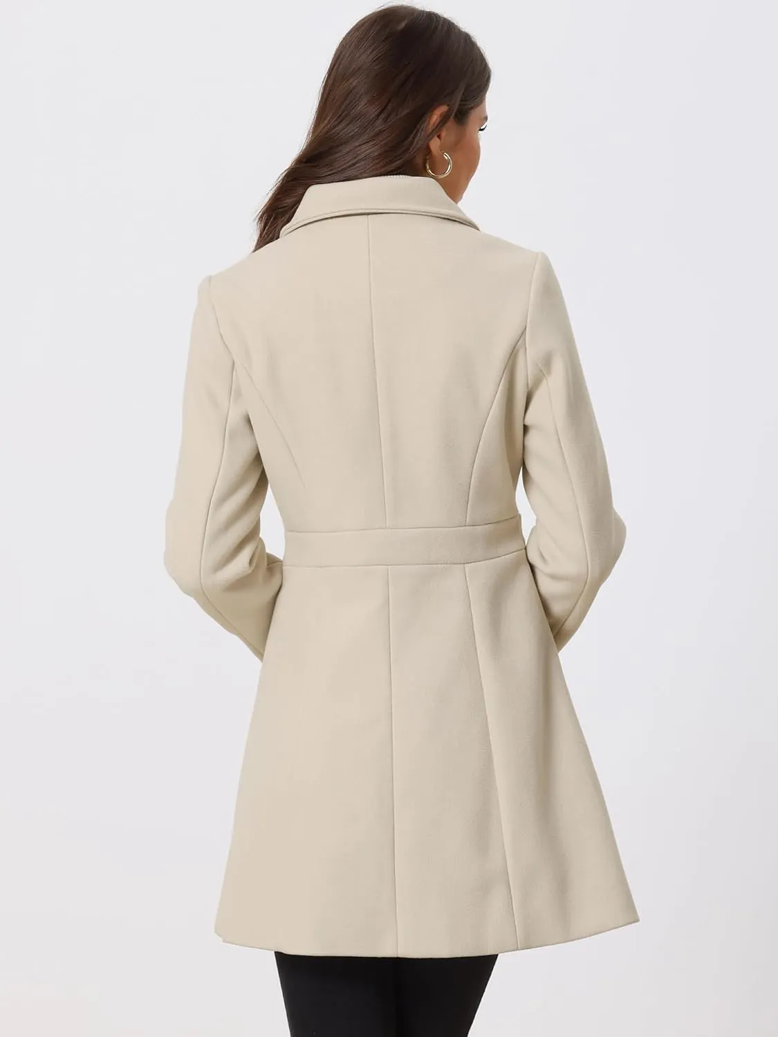 Allegra K Women's Winter Classic Outwear Overcoat with Pockets Single Breasted Pea Coat