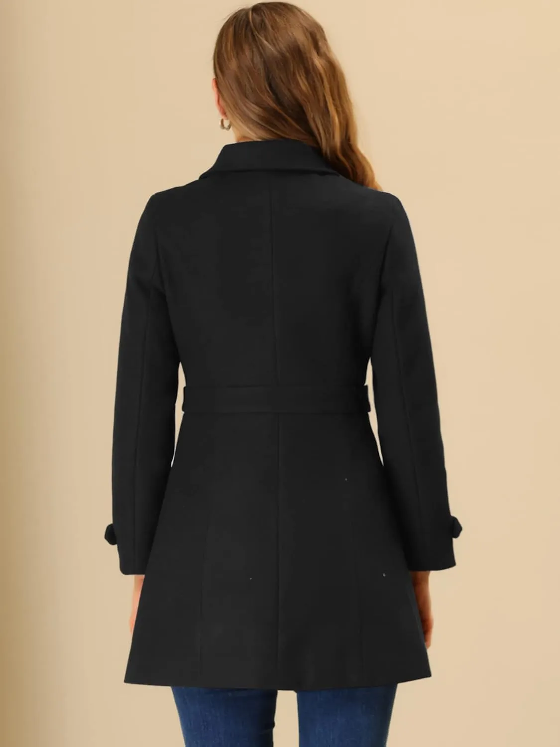 Allegra K Women's Winter Classic Outwear Overcoat with Pockets Single Breasted Pea Coat