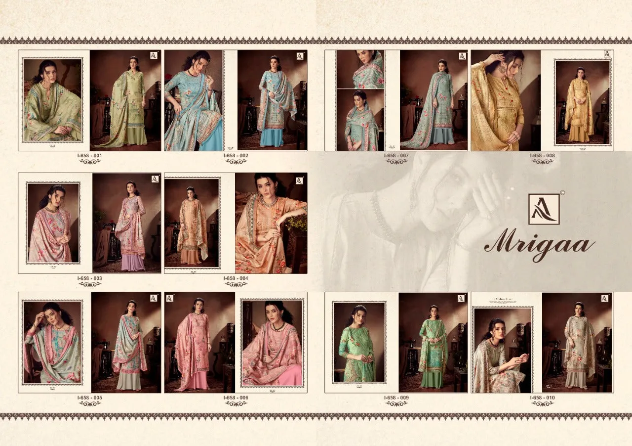 Alok Suit Presents Mrigaa Pure Pashmina Printed Fancy Designer Salwar Kameez