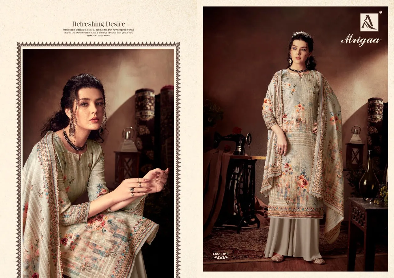 Alok Suit Presents Mrigaa Pure Pashmina Printed Fancy Designer Salwar Kameez