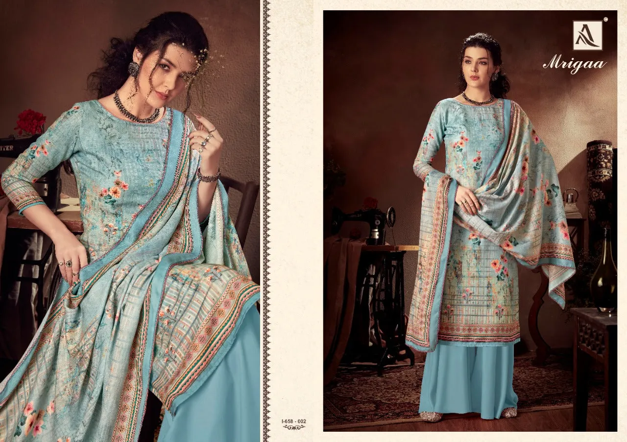Alok Suit Presents Mrigaa Pure Pashmina Printed Fancy Designer Salwar Kameez