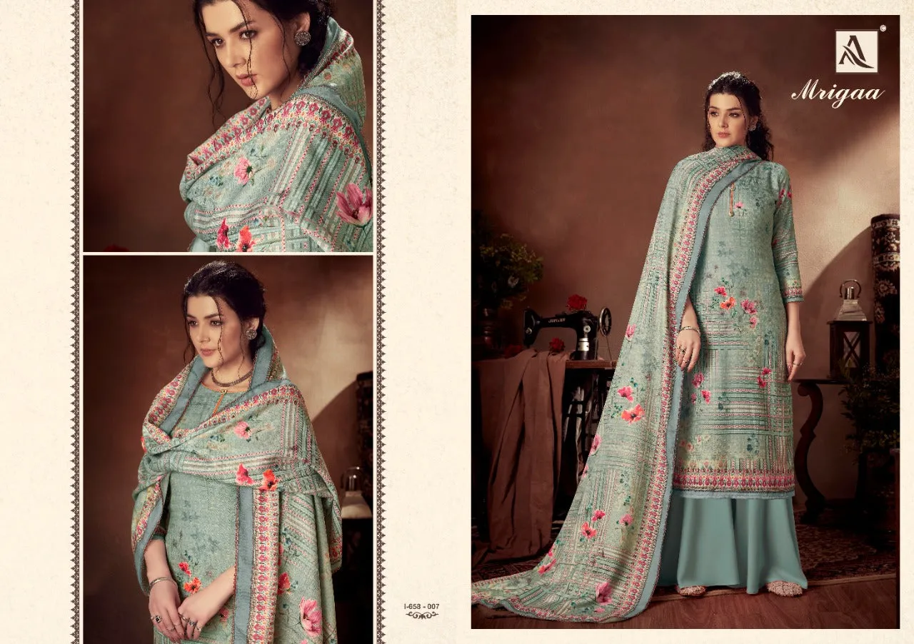 Alok Suit Presents Mrigaa Pure Pashmina Printed Fancy Designer Salwar Kameez