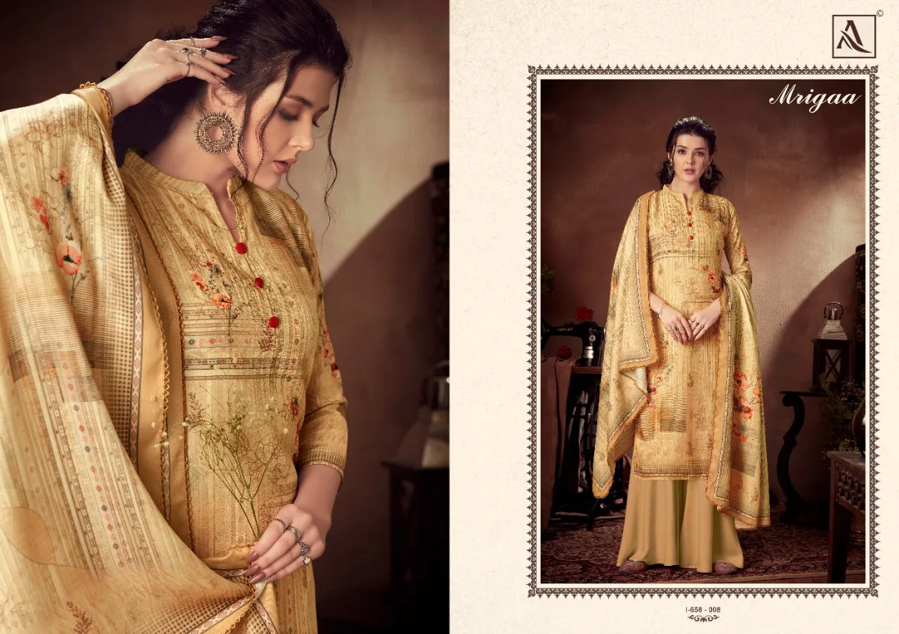 Alok Suit Presents Mrigaa Pure Pashmina Printed Fancy Designer Salwar Kameez