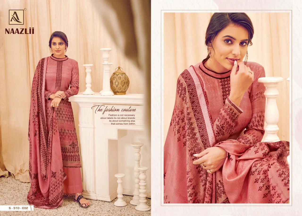 Alok Suit Presents Naazlii Pure Pashmina Printed Casual Wear Salwar Kameez