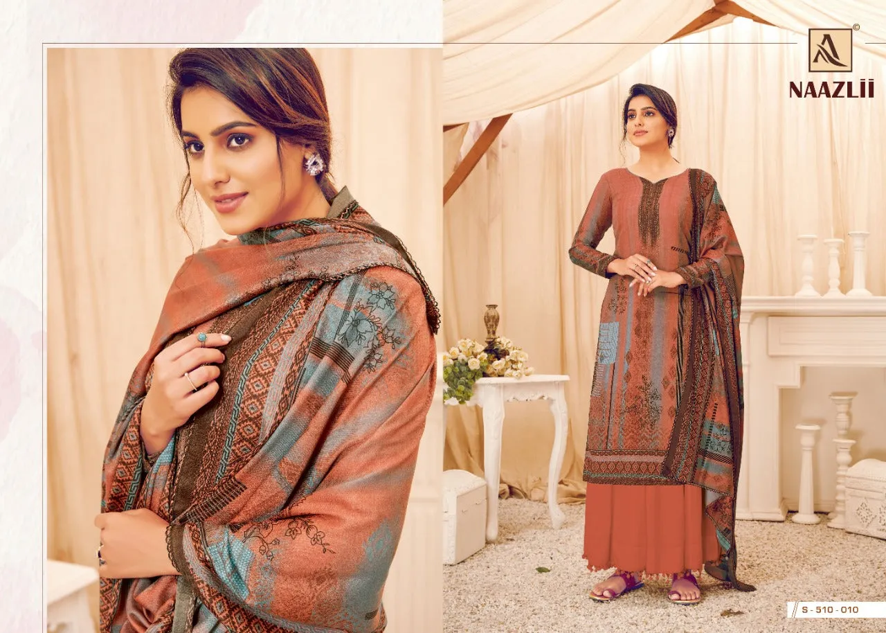 Alok Suit Presents Naazlii Pure Pashmina Printed Casual Wear Salwar Kameez
