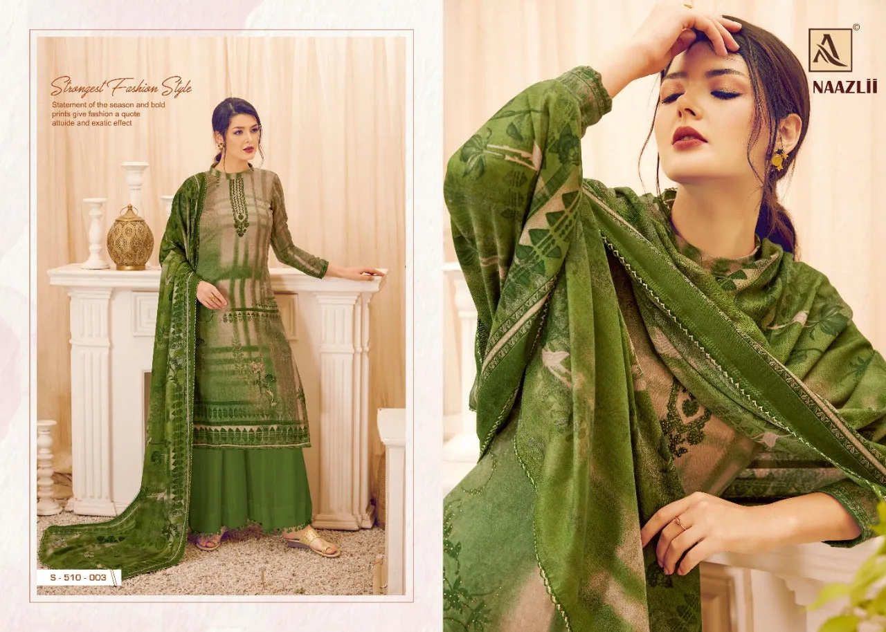 Alok Suit Presents Naazlii Pure Pashmina Printed Casual Wear Salwar Kameez