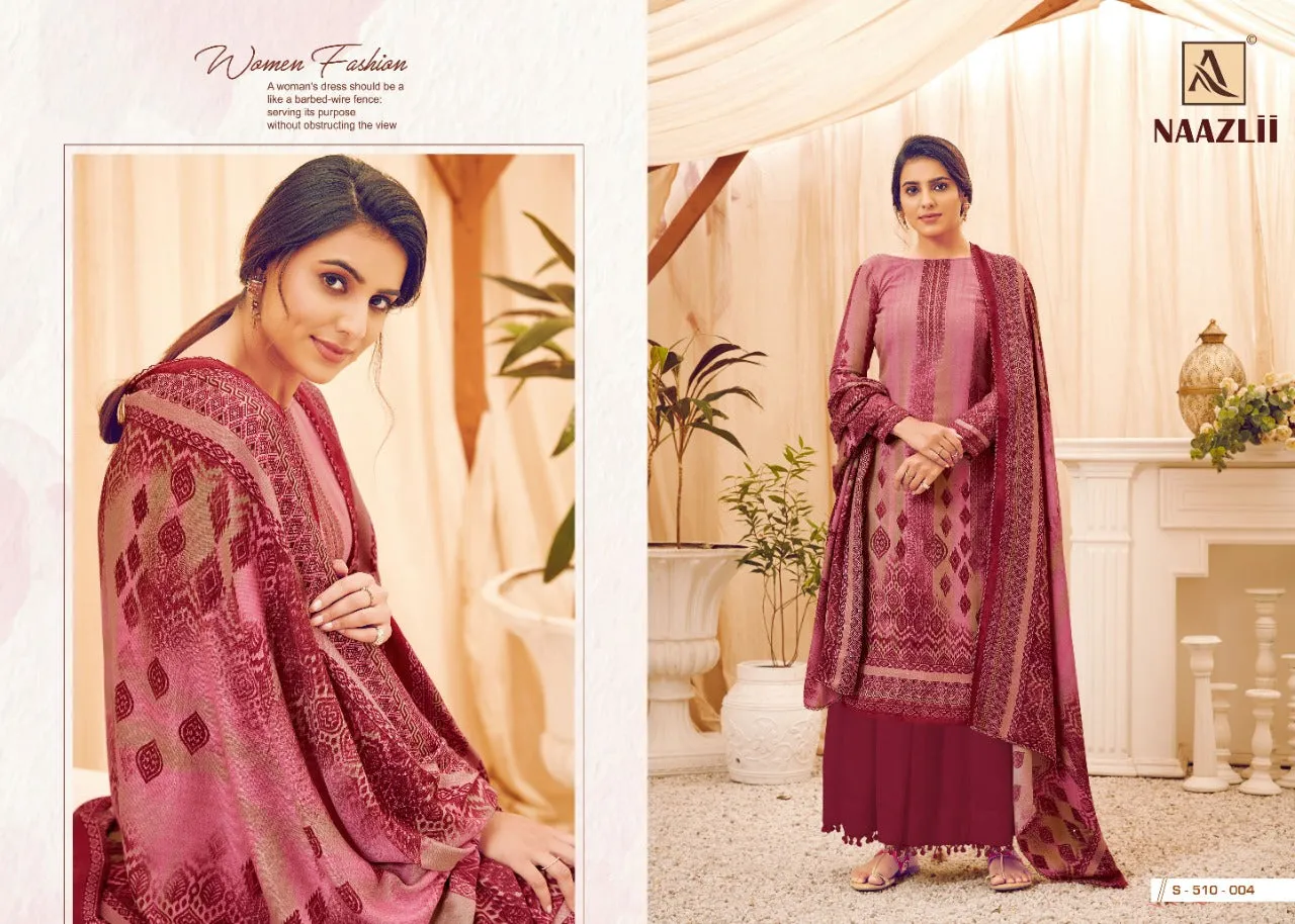 Alok Suit Presents Naazlii Pure Pashmina Printed Casual Wear Salwar Kameez