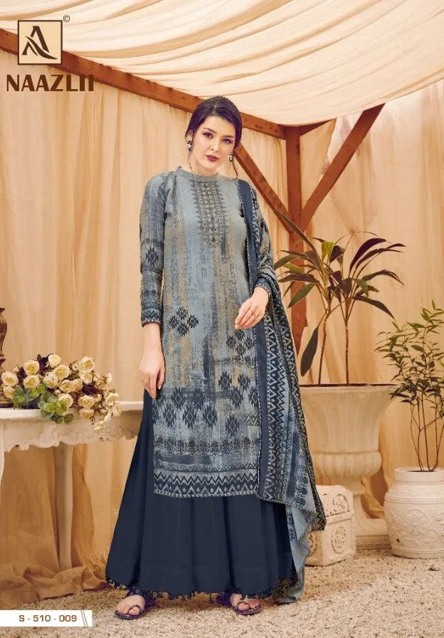 Alok Suit Presents Naazlii Pure Pashmina Printed Casual Wear Salwar Kameez