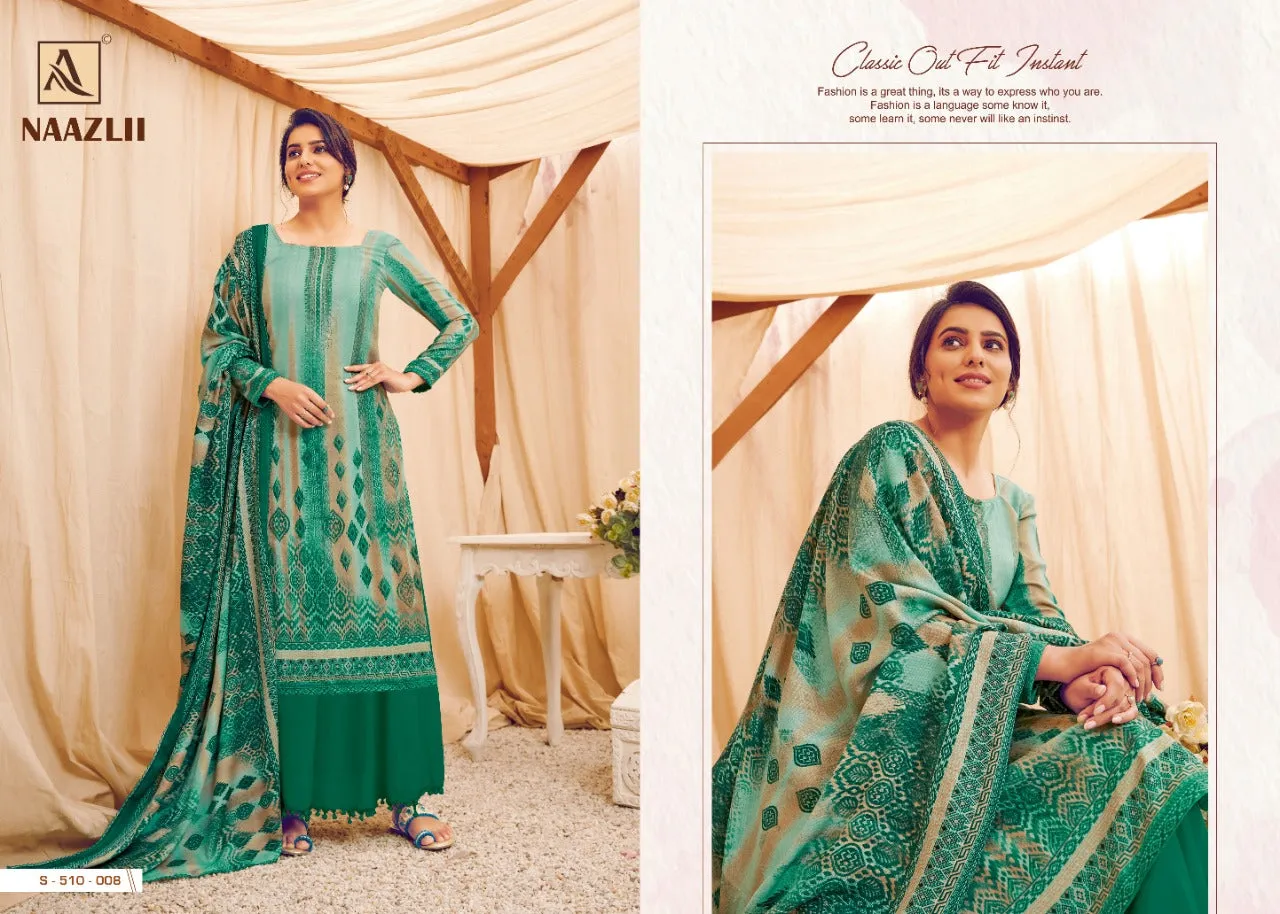 Alok Suit Presents Naazlii Pure Pashmina Printed Casual Wear Salwar Kameez