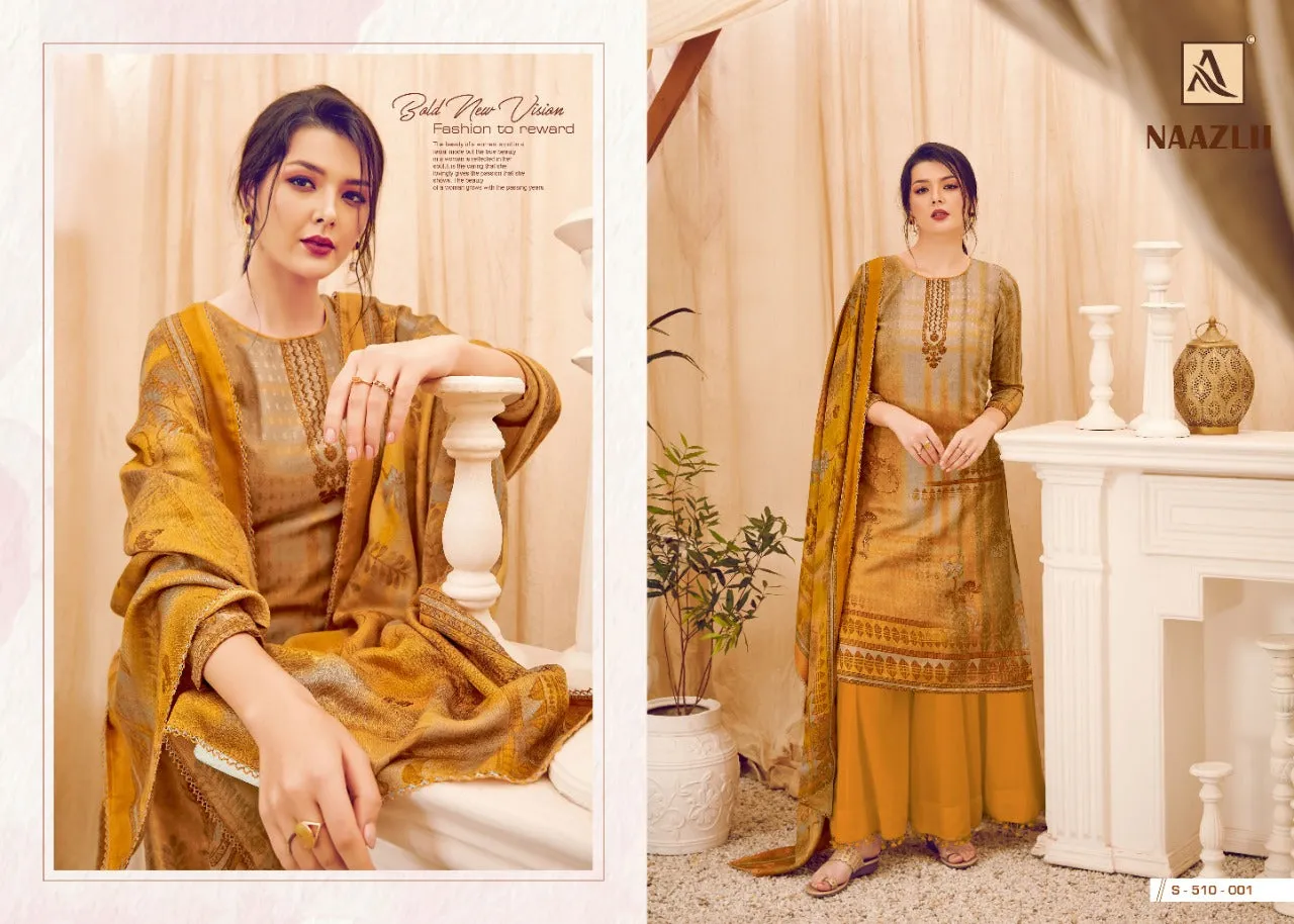 Alok Suit Presents Naazlii Pure Pashmina Printed Casual Wear Salwar Kameez