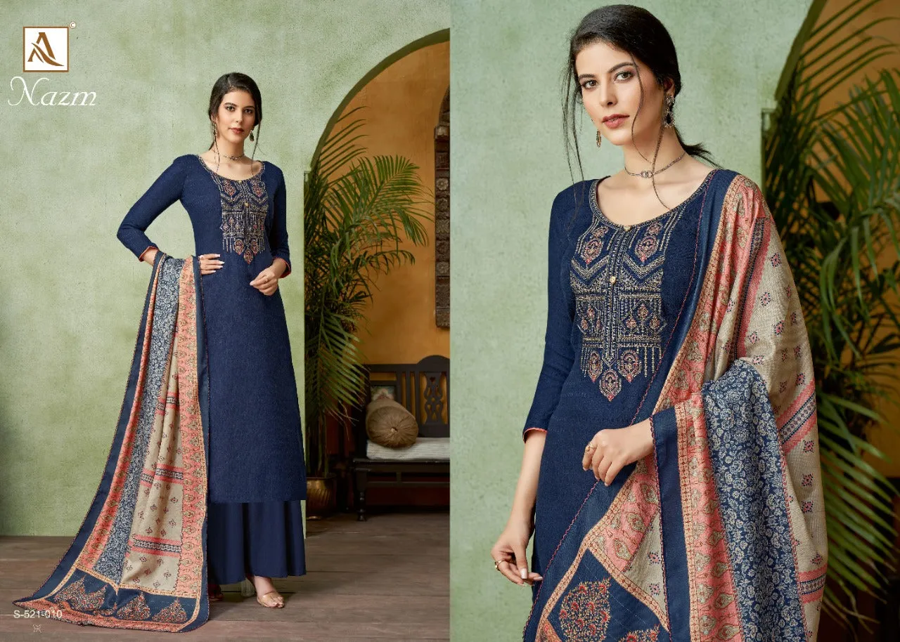 Alok Suit Presents Nazm Pashmina Printed Embroidery Work Fancy Designer Salwar Kameez