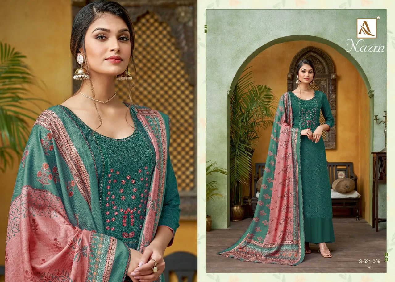 Alok Suit Presents Nazm Pashmina Printed Embroidery Work Fancy Designer Salwar Kameez