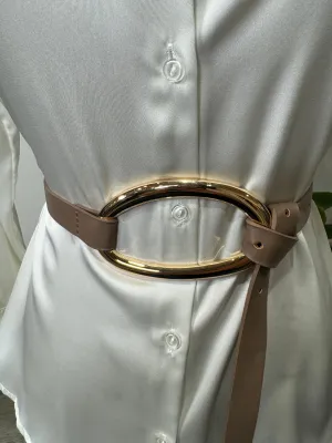 Amara - Nude Oval Buckle Belt