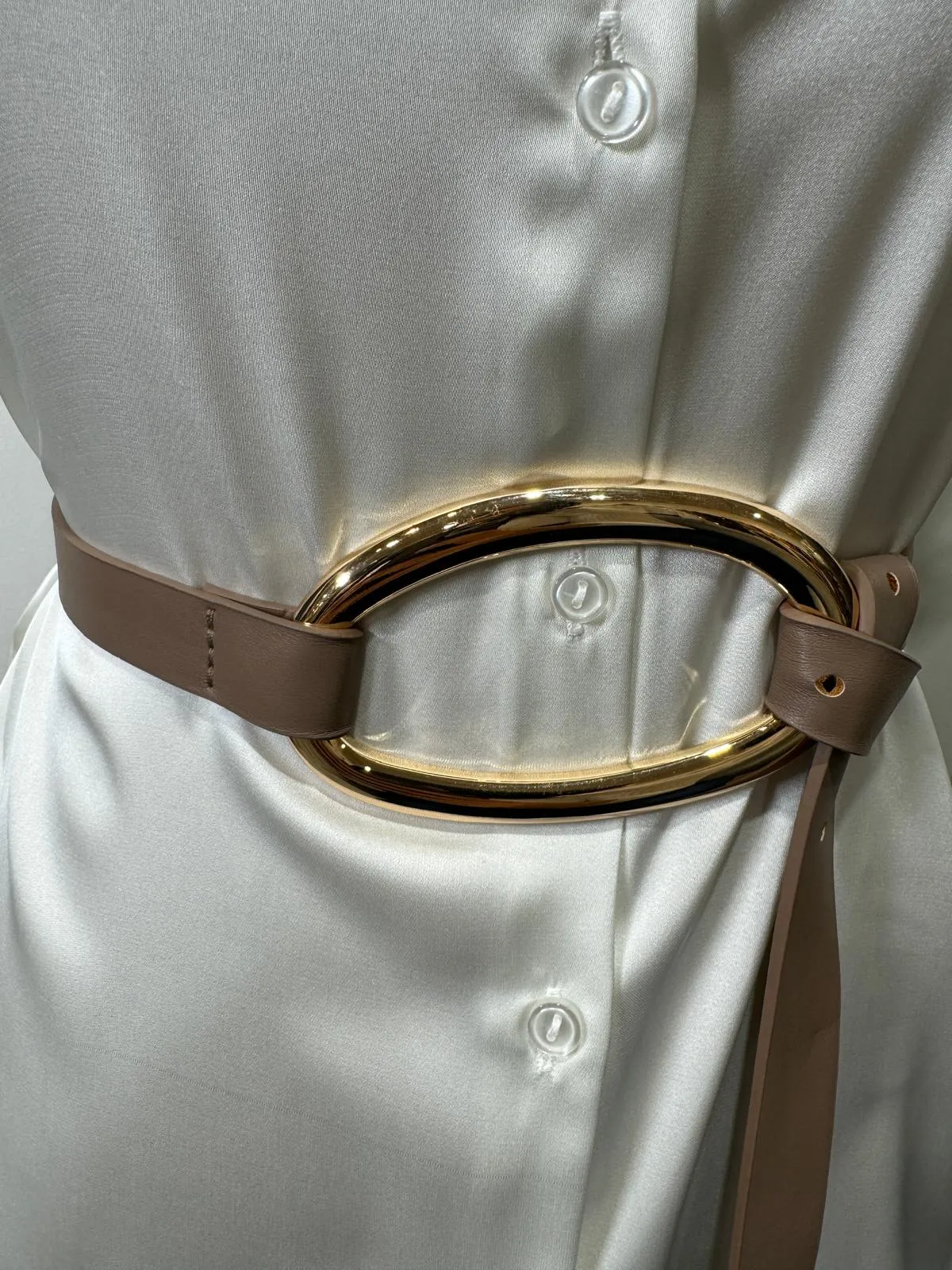 Amara - Nude Oval Buckle Belt