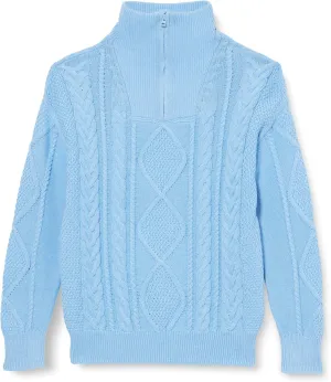 Amazon Essentials Boys and Toddlers' Quarter-Zip Cable-Knit Relaxed-Fit Sweater