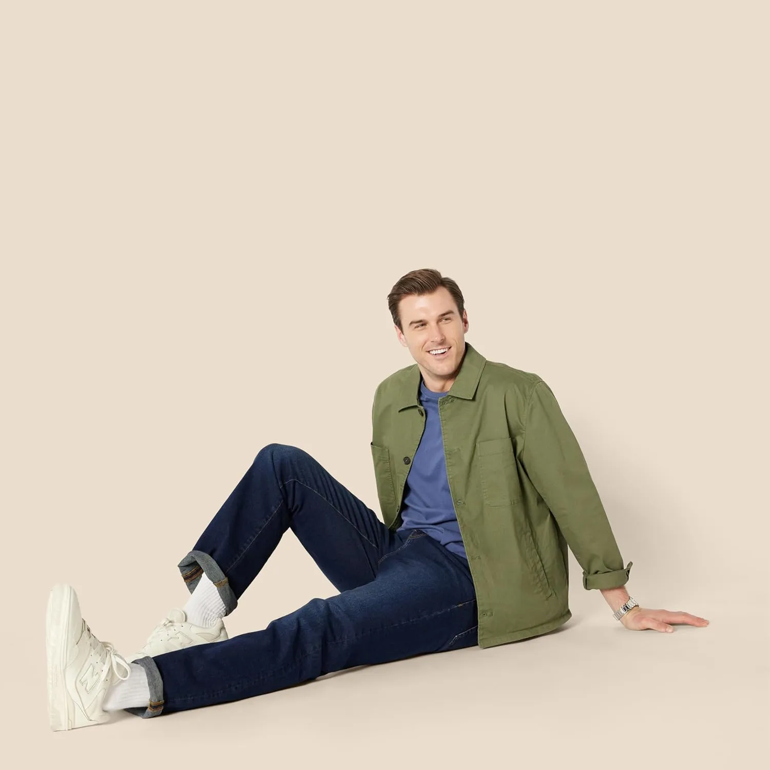 Amazon Essentials Men's Relaxed-Fit Stretch Cotton Utility Jacket