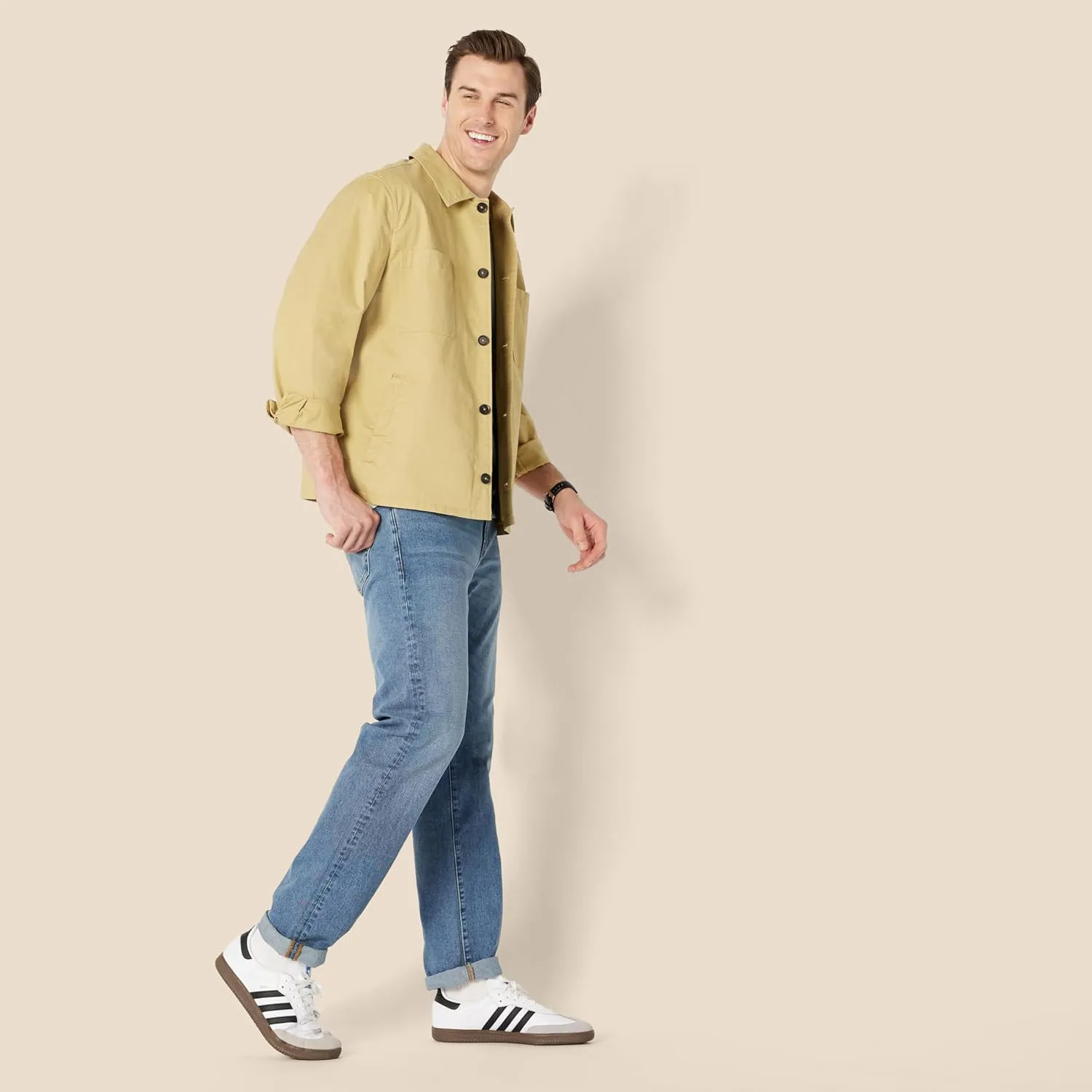 Amazon Essentials Men's Relaxed-Fit Stretch Cotton Utility Jacket